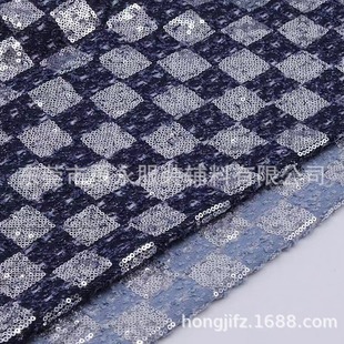 Factory Direct sales 10*10 chessboard beads embroidered composite Denim fabric clothing fabric thick non-elastic