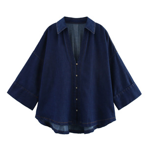Foreign trade list! Spring and summer new European and American style women's fashion casual wide sleeve Denim shirt high waist pants 2783781
