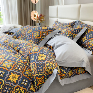 80s ecological brushed cotton four-piece set pure cotton European retro style advanced bedding set ~ Lady Li classical beauty