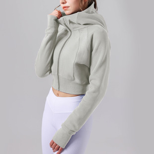 Autumn and Winter Lulu Thickened Yoga Jacket Coat Flat for Sports Jacket with Vertical Collar Fashion Running Fitness Sweatshirt