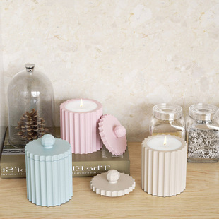 European-style cylindrical gear storage tank candle holder silicone mold diy aromatherapy gypsum cement candle cup glue dripping grinding tool