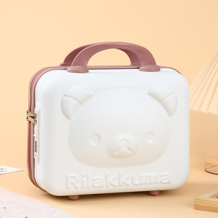 ABS Handbag Travel Case Small Outgoing Portable 14 Inch Cosmetic Case Cartoon Bear Password Lock Storage Case