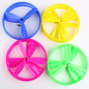 Plastic Flying Fairy Luminous Bamboo Dragonfly Toy Hand Push Flying Saucer with Light Frisbee Dragonfly Playable Children's Aircraft