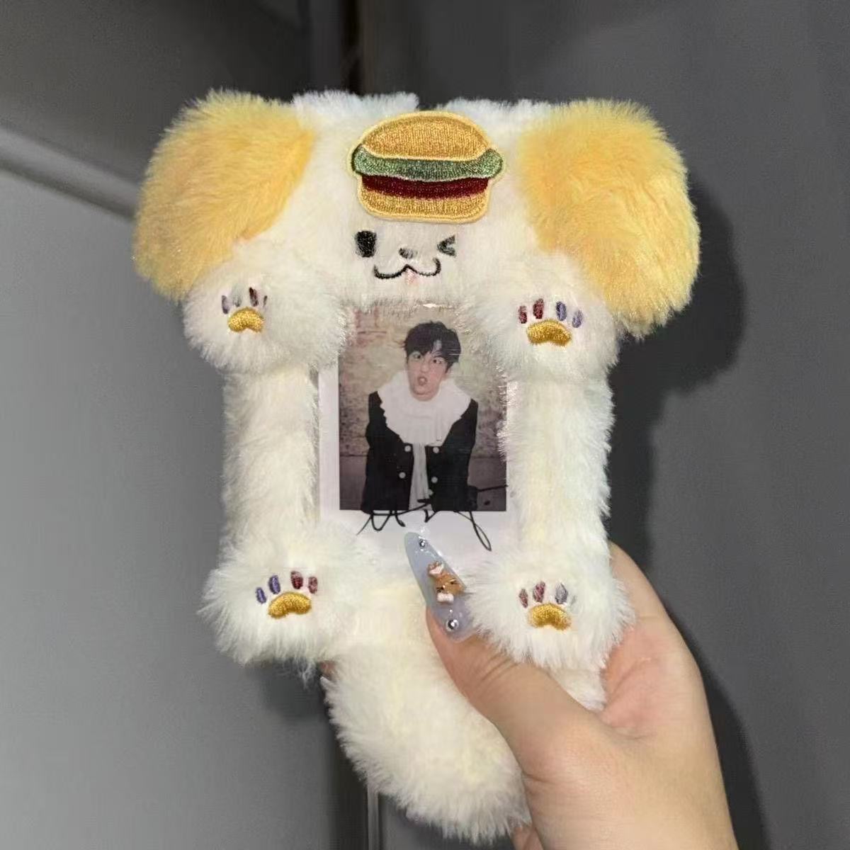Huang Zihongfan Merchandise Burger Puppy Plush Card Holder 3inch Fan Card Storage Bag Decoration Pendant