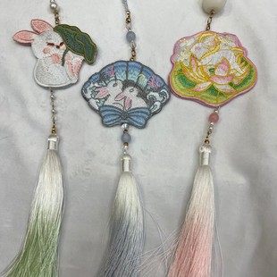 National Fashion New Gradual Color Tassel Embroidered Rabbit Pendant Accessories Hanfu Cheongsam Antique Ancient Clothing Jewelry Sachet Bag