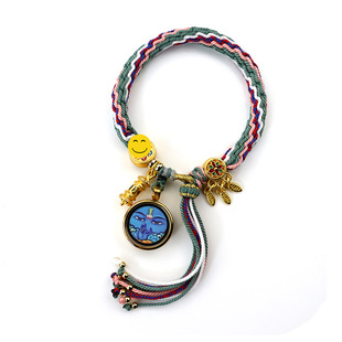 Tibetan thangka hand rope hand rub cotton thread woven bracelet Green mother beads Wuye gawu box colorful cycle hand rope