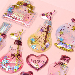 Shiny gilded cute sticker 3D crystal shake gem sticker children's mobile phone decoration INS style sticker