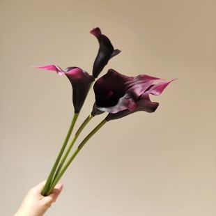 Artificial flower soft glue feel purple calla lily fake flower decoration props home wedding soft flower holding flower arrangement