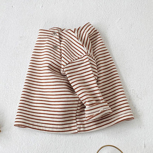 Ins Korean Style Children's Striped T-Shirt Spring and Autumn Baby Base Shirt Autumn Wear Baby Boys and Girls Pullover Base Shirt Top
