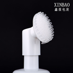 in stock Pressing Silicone Brush Head Mousse Bottle PET Plastic Cosmetic Facial Cleansing Foam Bottle Dense Bubble Bottling