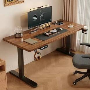 Solid Wood Electric Lift Table Learning Computer Table Liftable E-Sports Table Bedroom Home Office Desk Workbench