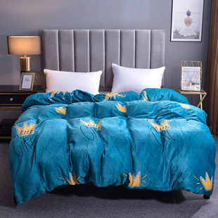 Thickened Coral Velvet Quilt Cover Single Piece Double-Sided Velvet Fleece-Lined Single Double Bed Velvet Quilt Cover Single Piece Winter Factory