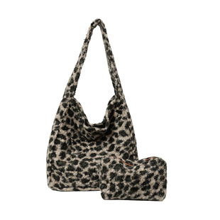 Autumn and Winter Leopard Print Large Bag Women's 2024 New Fashionable Korean Style Tote Bag Casual All-match Large Capacity Underarm Bag