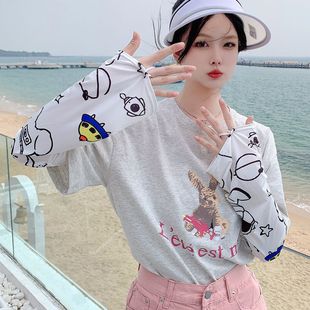 Summer Sunscreen Sleeve Women's Outdoor Driving Ride Anti-UV Long Sunshade Breathable Arm Protective Sleeve Ice Silk Sleeve Loose