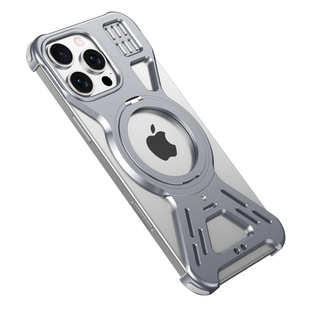 Cross-border applicable Apple 16promax aluminum alloy mobile phone case magnetic suction 15pro anti-drop rotating bracket protective cover