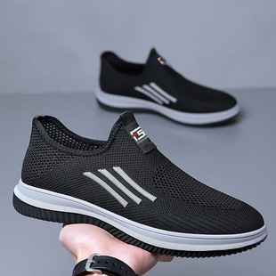2024 New Spring and Summer Mesh Breathable Flying Weaving Casual Sports Shoes Men's Mesh Shoes Work Shoes Men's Shoes Cloth Shoes