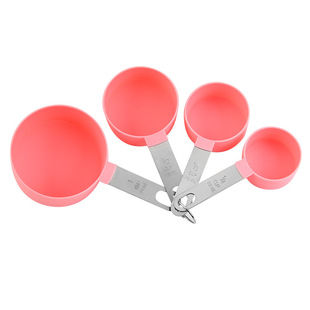 Stainless Steel Handle Plastic Measuring Cup Measuring Spoon Eight-piece Set Household Kitchen Baking Utensil Set with Graduated Measuring Cup Spoon