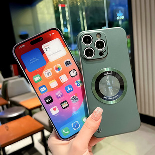 Подходящие чехлы для телефонов iPhone15Promax Apple 14 безрамный каменный песок 13 Магнитный всасывающий чехол для защиты всего пакета