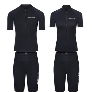 Men's and Women's Diving Suit Couple Split Diving suit Warm Snorkeling Surfsuit Short Sleeve Shorts Diving Top Swimsuit