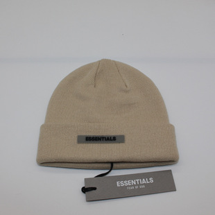 Foreign Trade Hexagon Solid Color Rubber Label Men's and Women's Couple's Flush Cold Cap Autumn and Winter Folded Wool Cap Letter Warm Knitted Hat