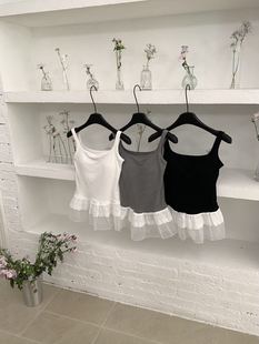 Chun Shangxin [nice] Puyuan Bottom Lace Stitching Stacked Strap Women's Pullover Foreign Style Backing Vest ins