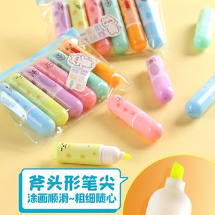 Cat Highlighter Student High Color Value Color Stroke Key Pen Oblique Head Hand Account Marking Pen Eye Protection Color Marking Pen