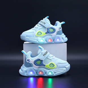 Spring New 2024 Children's Net Shoes Men's and Women's Baoliang Light Shoes 1-6 Years Old Children's Soft Sole Velcro Leisure Sports