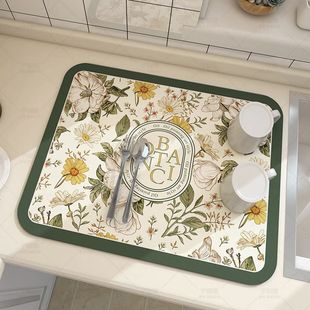 American small flower bowl plate Cup draining mat absorbent quick-drying soft diatom mud coaster easy to care kitchen countertop coaster