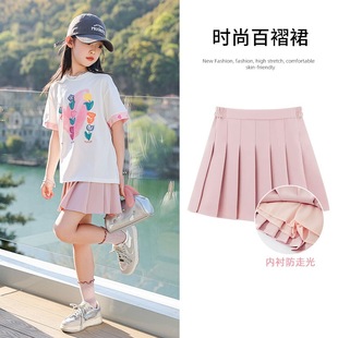Girl's Short Skirt Summer 2025 New Arrival Korean Style Girl's Big Boy's Pleated Skirt Summer Wear Children's College Style JK Skirt