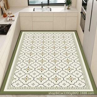 Kitchen Erasable Floor Mat Non-Slip Oil-Proof Waterproof Dirt-Resistant Leather Carpet Large Area Full Spread Clean