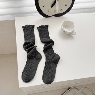 Pile socks women's spring and autumn summer white matching small leather shoes cotton spring and summer calf stockings women's mid-calf socks