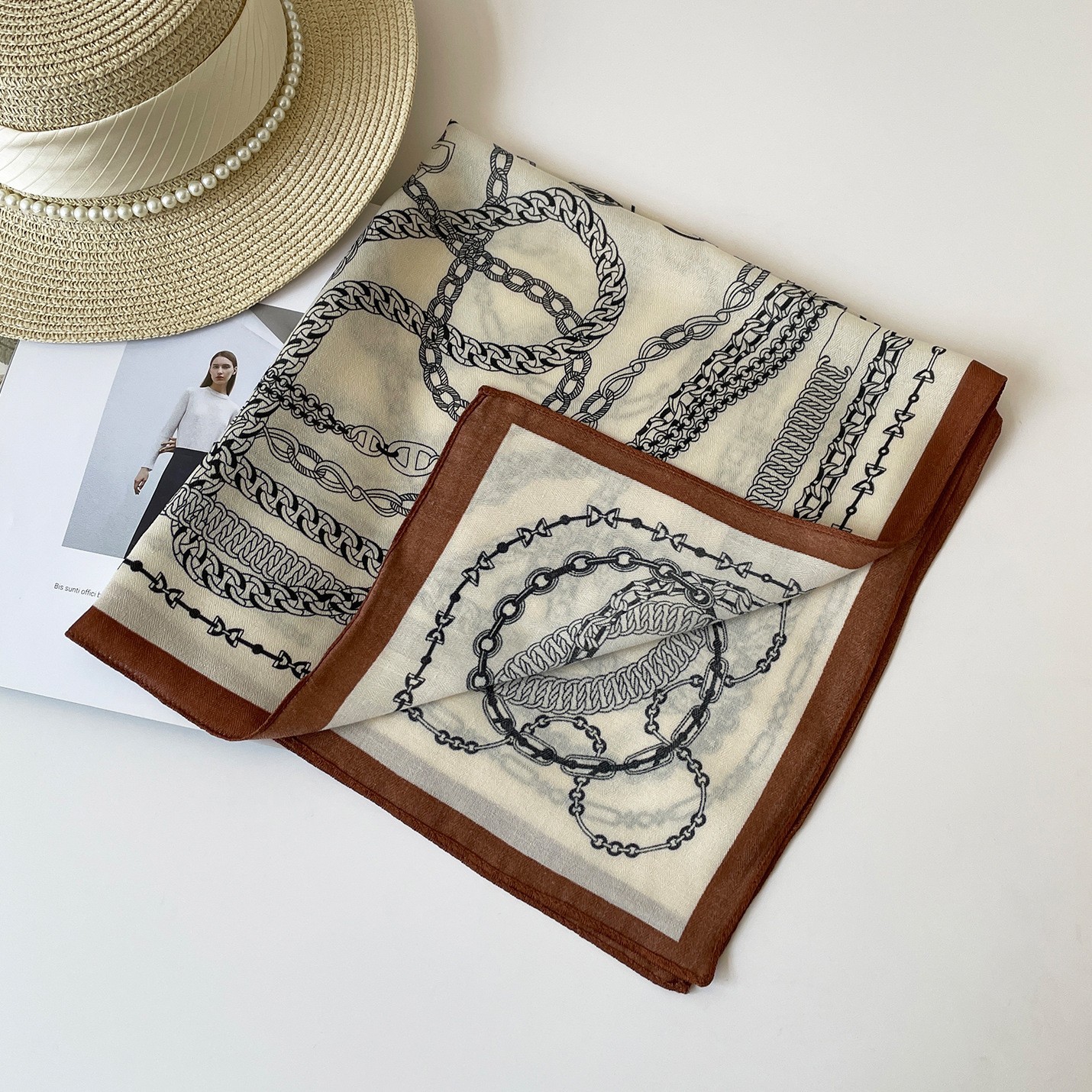 Retro Old Money Style Cotton and Linen Square Scarf, Versatile and High-End, Waist-Tie Silk Scarf, Fashion Accessory, Women's Scarf, Silk Scarf Wholesale
