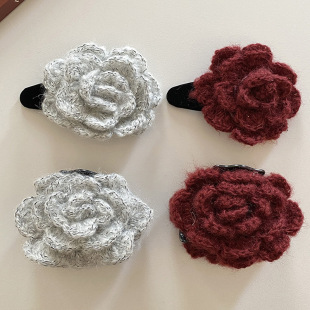 Korean Super Fairy Wool Flower Hair Clip Women's Back Head Clip High-End Shark Clip 2024 New Autumn and Winter Hair Accessories