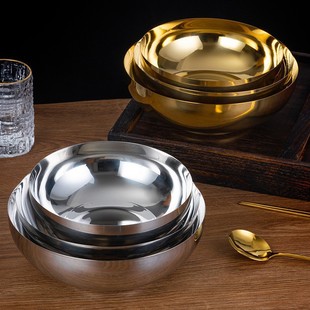 Korean-style stainless steel cold noodle bowl instant noodle bowl rice bowl spicy hot golden noodle bowl oversized bowl single-layer salad bowl