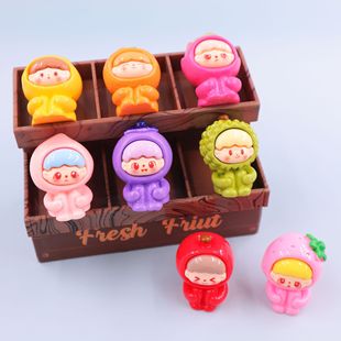 [Wishing to Touch Jiugongge] Solid Fruit Cubs Three Generations Creative Cartoon Resin Desktop Ornaments Blind Bag