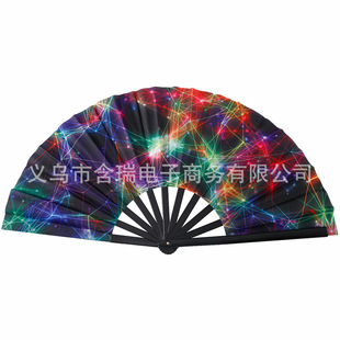 10 inch 33cm USD euro sterling printed fan fluorescent fan plastic folding fan bone polyester fan in stock