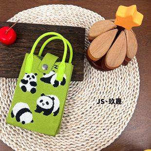 Advanced Sense Mobile Phone Bag New Cartoon Knitted Bag Dopamine Color Matching Handbag Niche All-match Shoulder Crossbody Bag