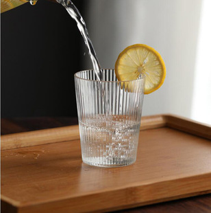 Vertical pattern coffee glass straight borosilicate glass juice mousse cup whiskey Beer Cup single-layer Cup
