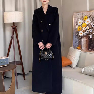 in stock 6659 plus size women's dark gray woolen coat 2024 new autumn and winter high-end chubby girl long woolen coat