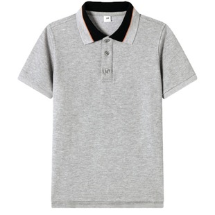 Primary School STudenTs LighT Gray Summer POLO ShirT CoTTon Medium and Large Kidsren Orange Black STripesd Lapel ShorT-sleeved T-shirT FacTory DirecT Sale