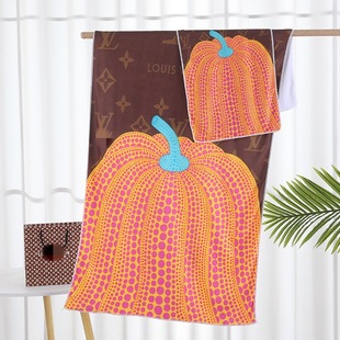 Tide Brand Bath Towel Two-Piece Set Big Brand New Printed Cross-Border Beach Towel Big Brand Household Quick Dry Hair Towel Wholesale
