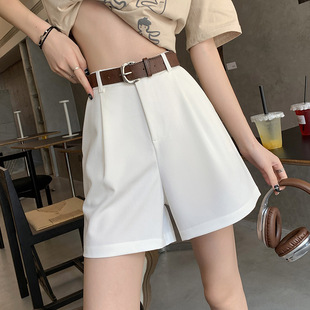 khaki Suit Shorts Women's Summer Thin High Waist Slim Look Small Casual A- Word Ice Silk Triple Pants