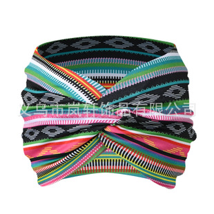 Amazon Cross-border New Ultra Wide Edge Women's Elastic Knot Cross Yoga Sports Elastic Hair Accessories Hair Band Headband