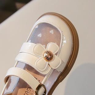 Girls' Leather Shoes 2024 Spring and Autumn New Girls Korean Style Fashion Princess Shoes Baby Soft Sole Non-slip Breathable Single-layer Shoes