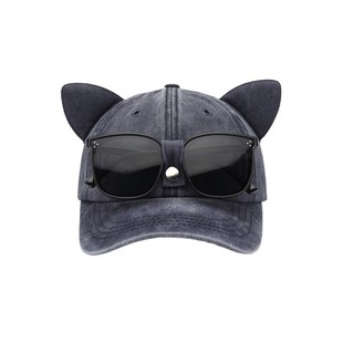 Cute Cat Ears Cap Aviator Sunglasses Baseball Cap Spring and Summer Korean Style Street All-match Personalized Glasses Hat