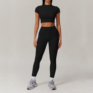 Europe and the United States cross-border autumn and winter quick-drying zipper yoga suit outdoor leisure training running sports fitness suit 9018