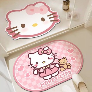 HelloKitty Cartoon Diatom Mud Bathroom Water Absorbent Non-Slip Floor Mat Household Toilet Door Easy-to-take-care Foot Mat