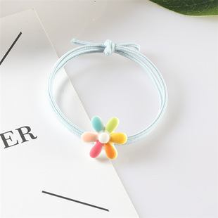 Korean version of cartoon rainbow hot air balloon flower hair band hair rubber band Yiwu two yuan store supply hair accessories hair rope