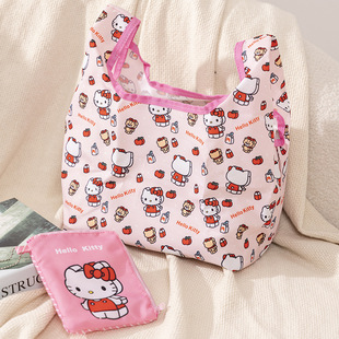 Cartoon Large Capacity Shopping Bag Women's Casual Wrist Bag Foldable Portable Environmental Bag Handbag Waterproof Storage Bag