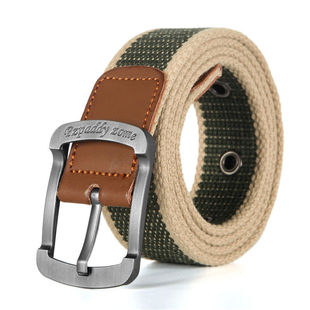 Men's and Women's Leather Belt Pin Buckle Canvas Belt Casual Cargo Pants Belt Korean Style Trendy Male Student Youth Military Training Outdoor Belt